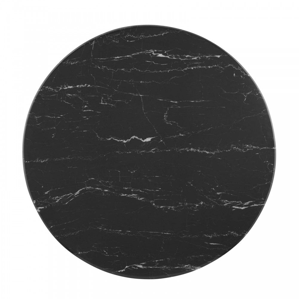 Lippa 28" Artificial Marble Dining Table, Rose Black