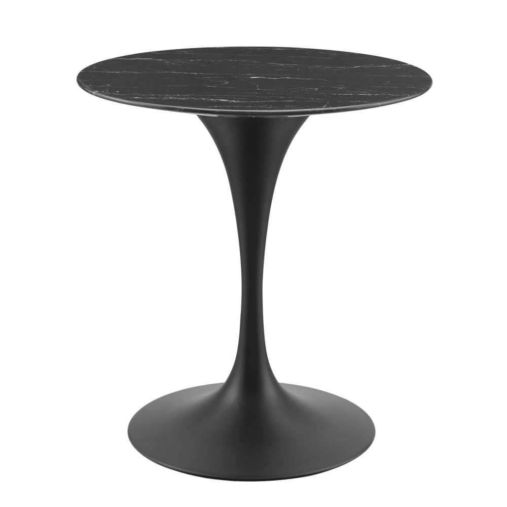 Lippa 28" Artificial Marble Dining Table, Black Black