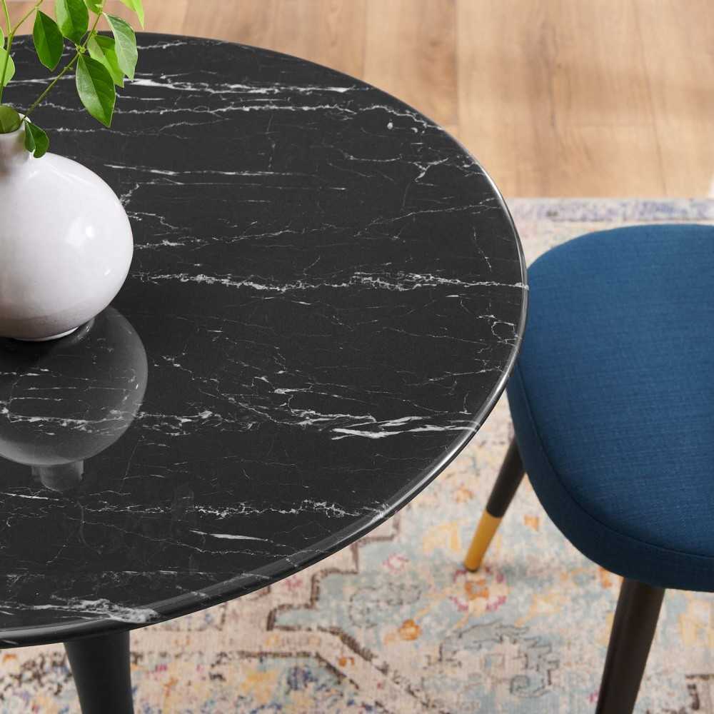 Lippa 28" Artificial Marble Dining Table, Black Black