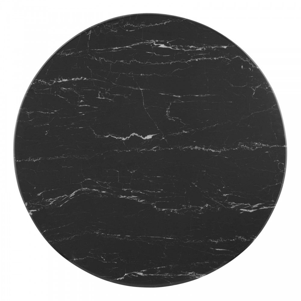 Lippa 28" Artificial Marble Dining Table, Black Black