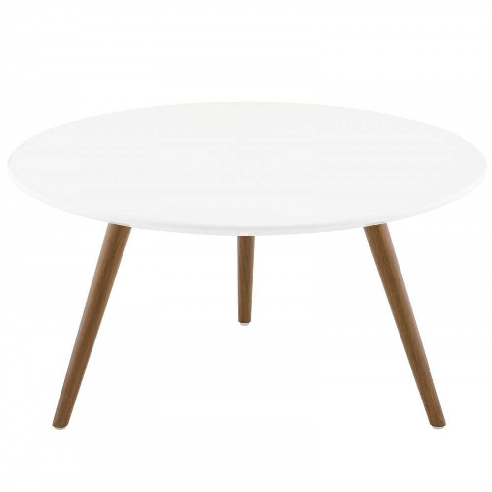 Lippa 28" Round Wood Top Coffee Table with Tripod Base, Walnut White