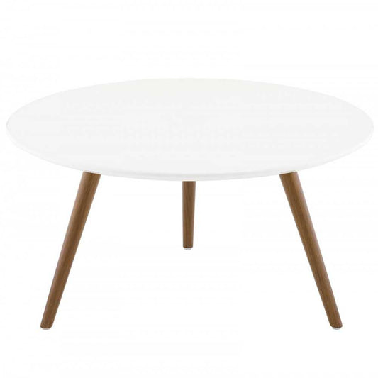 Lippa 28" Round Wood Top Coffee Table with Tripod Base, Walnut White