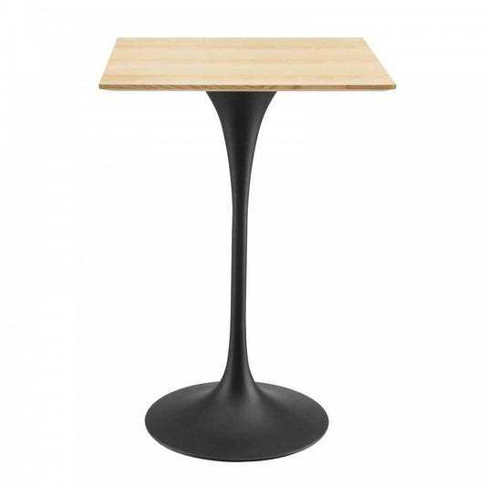 Lippa 28" Square Wood Bar Table, Black Natural