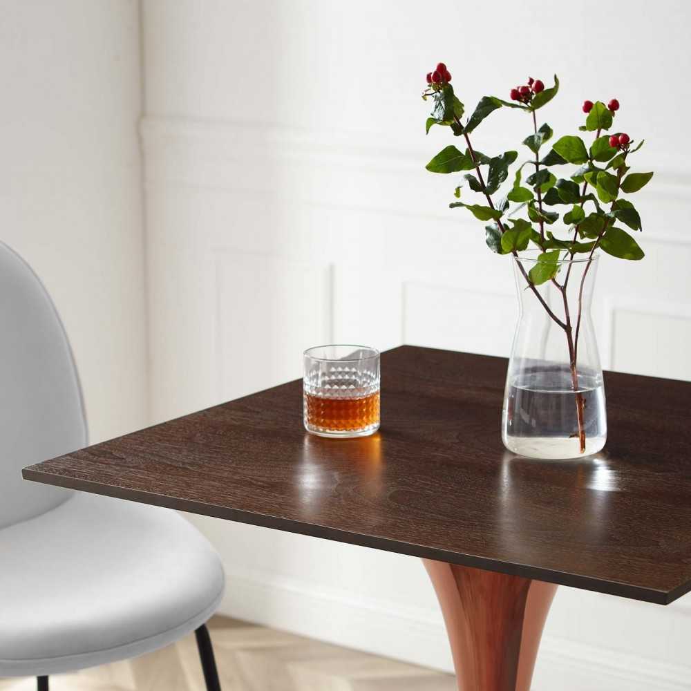 Lippa 28" Square Wood Bar Table, Rose Cherry Walnut