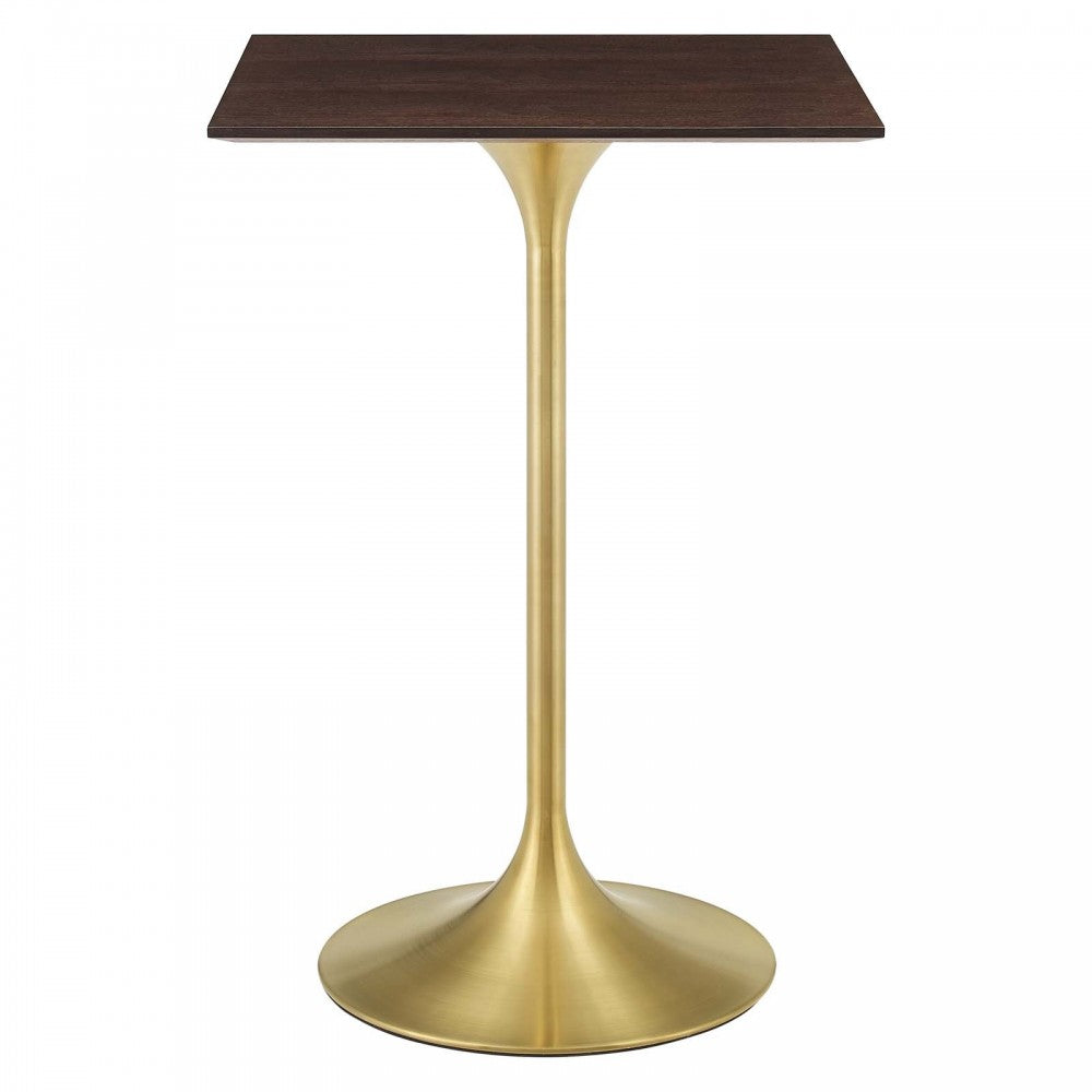 Lippa 28" Square Wood Bar Table, Gold Cherry Walnut