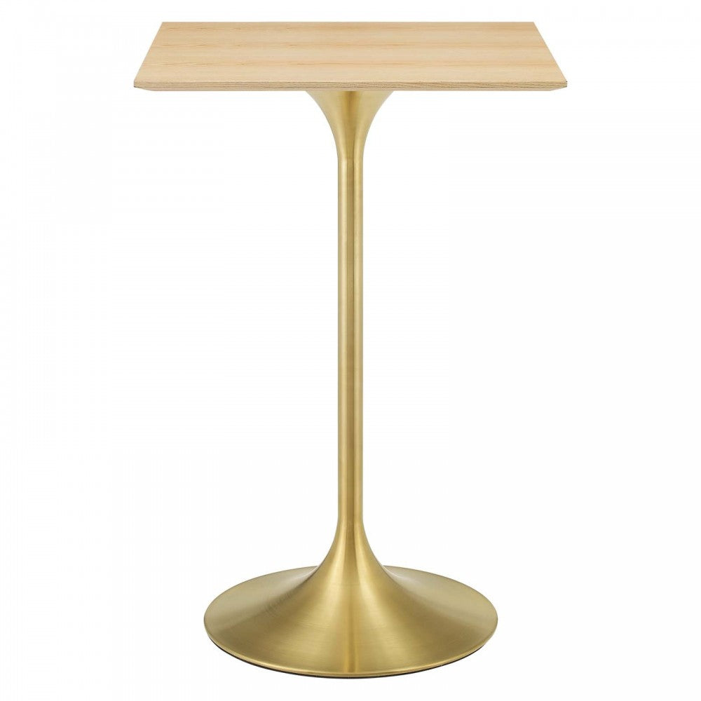 Lippa 28" Square Wood Bar Table, Gold Natural