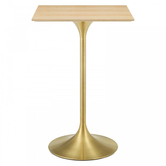 Lippa 28" Square Wood Bar Table, Gold Natural