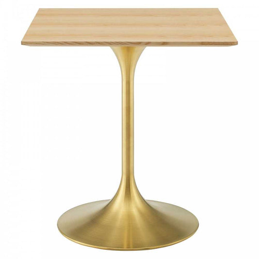 Lippa 28" Square Wood Dining Table, Gold Natural