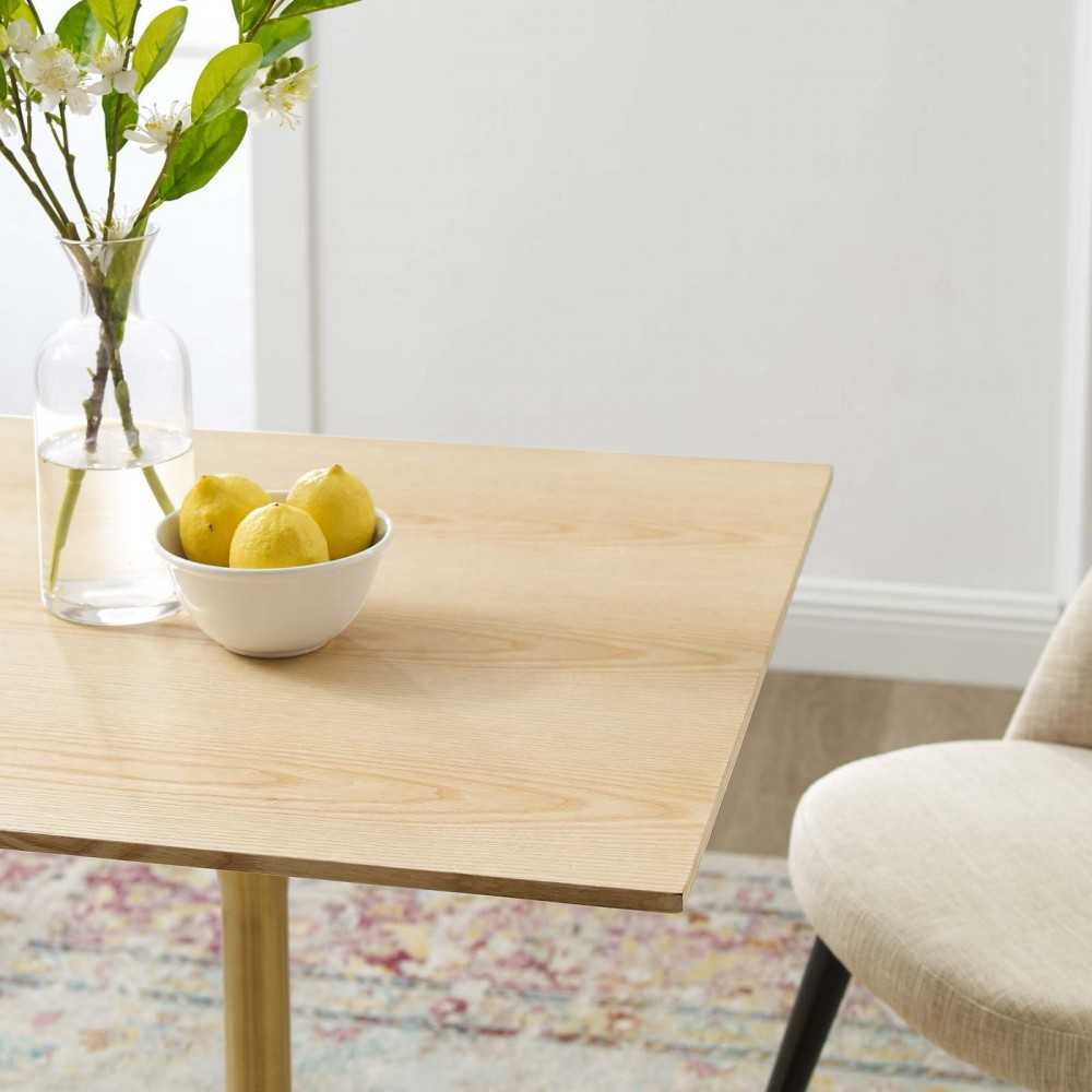 Lippa 28" Square Wood Dining Table, Gold Natural