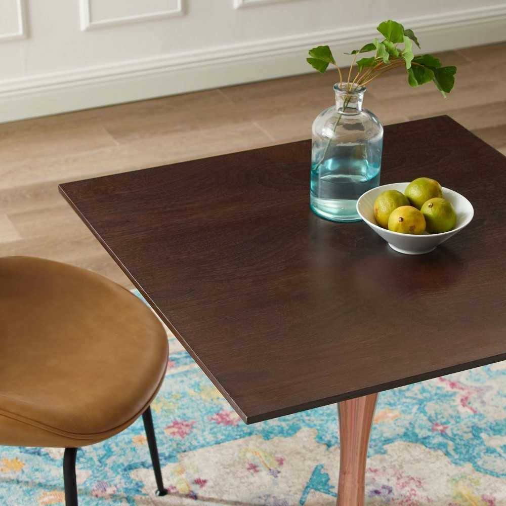 Lippa 28" Square Wood Dining Table, Rose Cherry Walnut