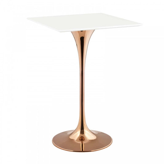 Lippa 28" Square Wood Top Bar Table, Rose White