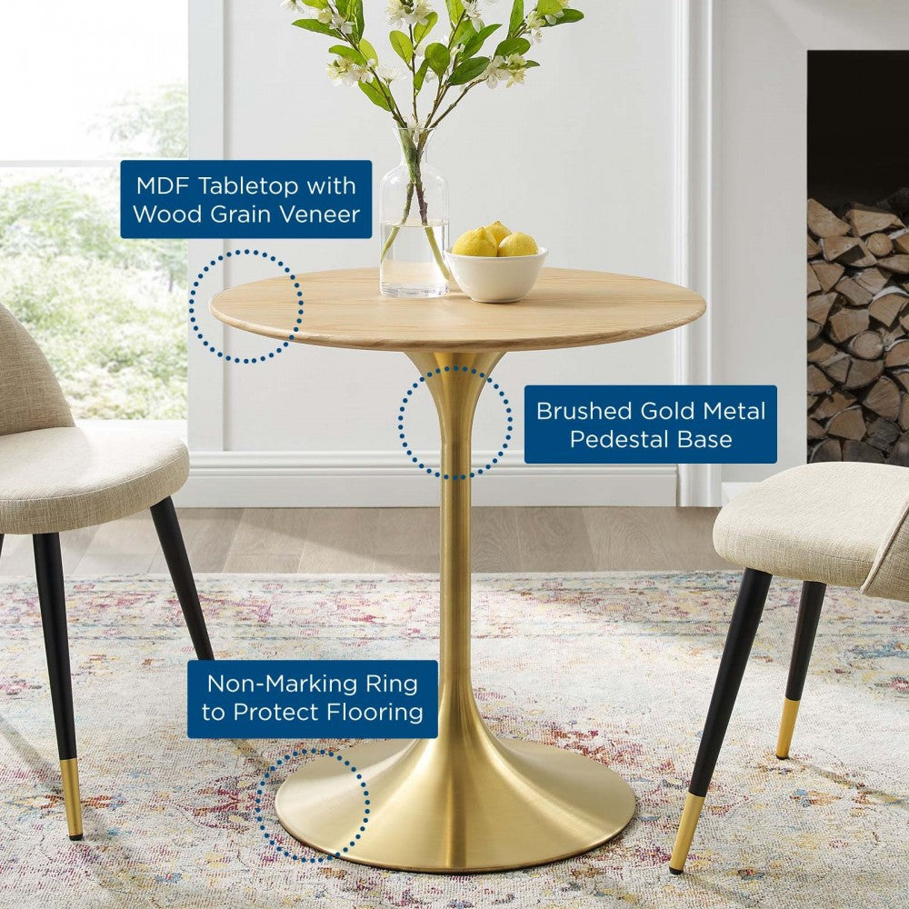 Lippa 28" Wood Dining Table, Gold Natural