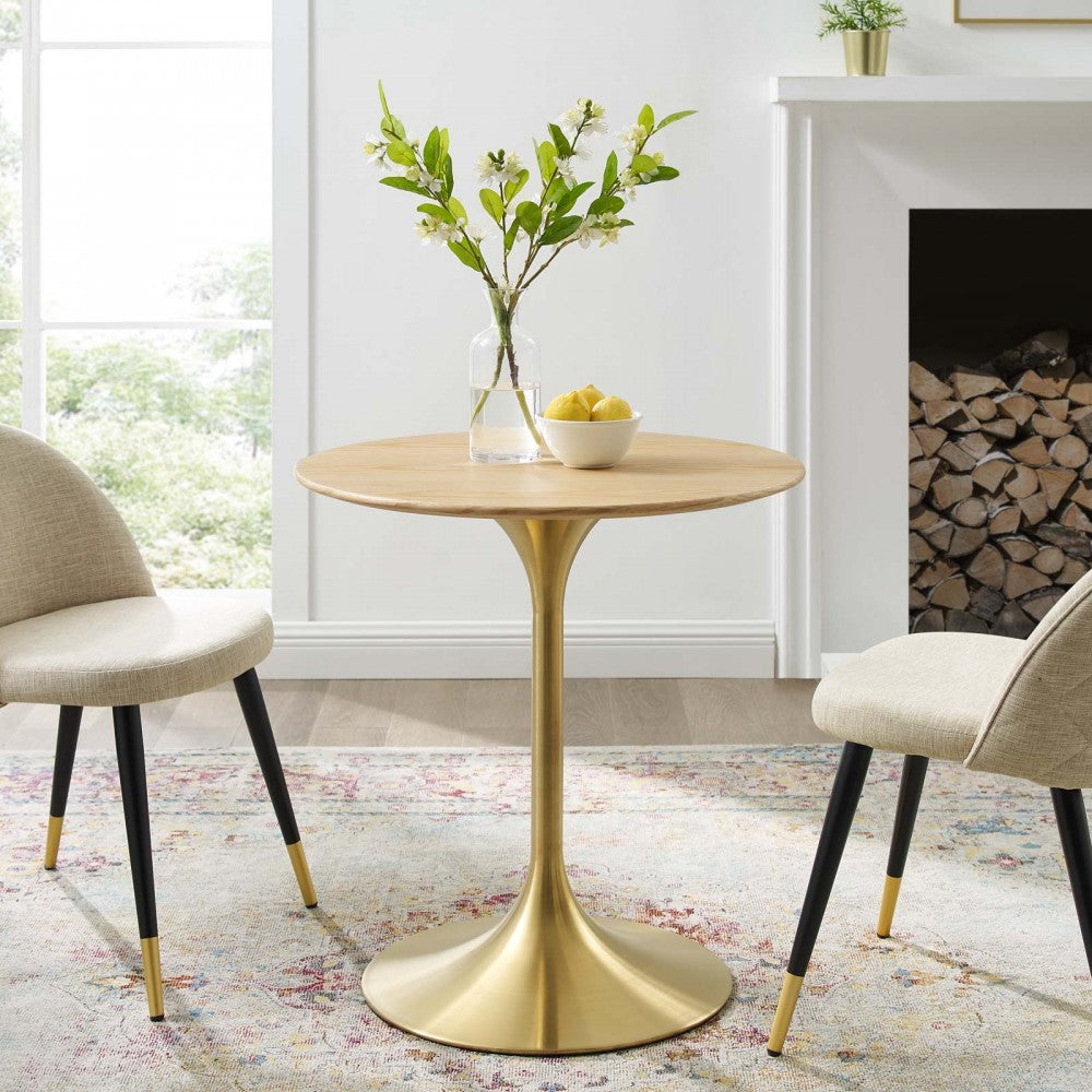 Lippa 28" Wood Dining Table, Gold Natural