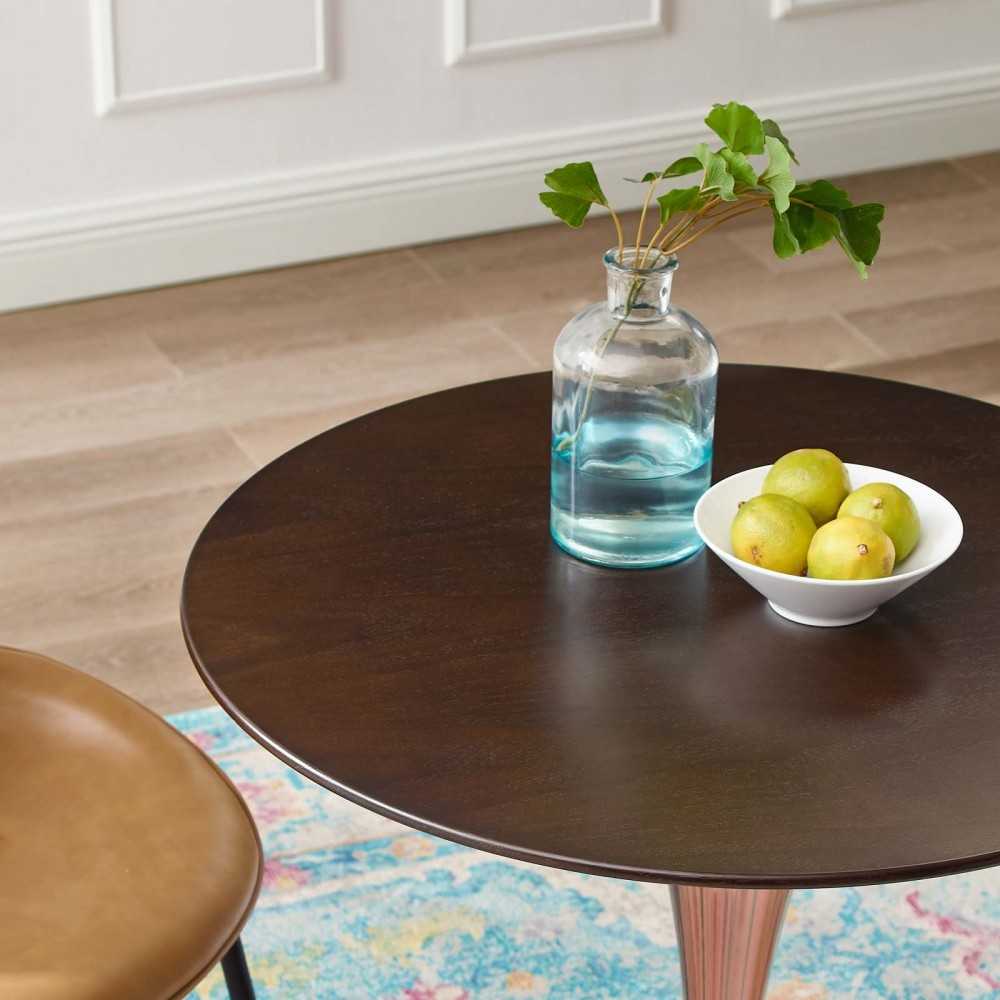 Lippa 28" Wood Dining Table, Rose Cherry Walnut