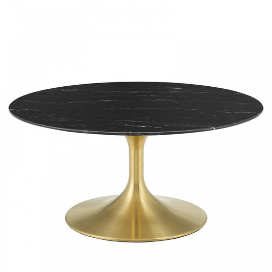 Lippa 36" Artificial Marble Coffee Table, Gold Black