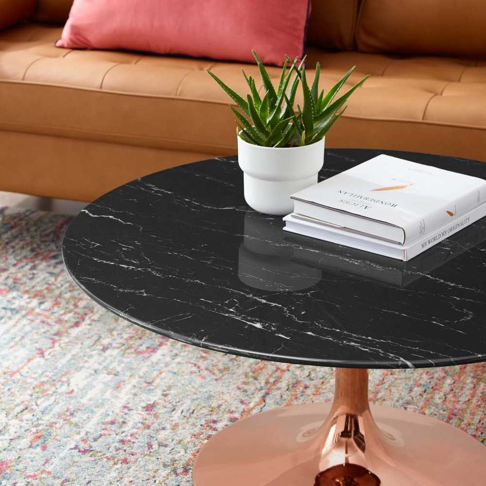 Lippa 36" Artificial Marble Coffee Table, Rose Black