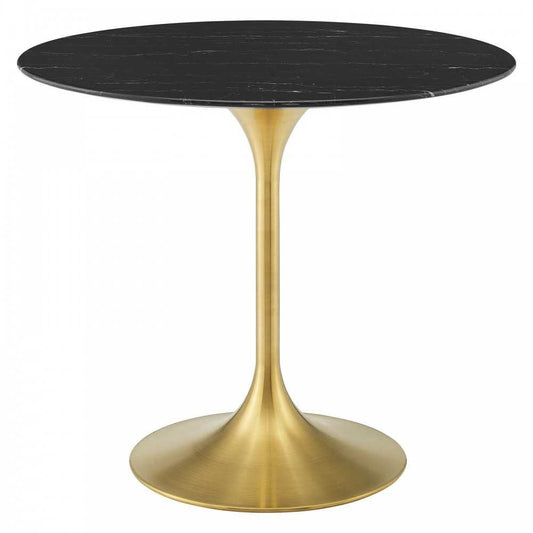 Lippa 36" Artificial Marble Dining Table, Gold Black