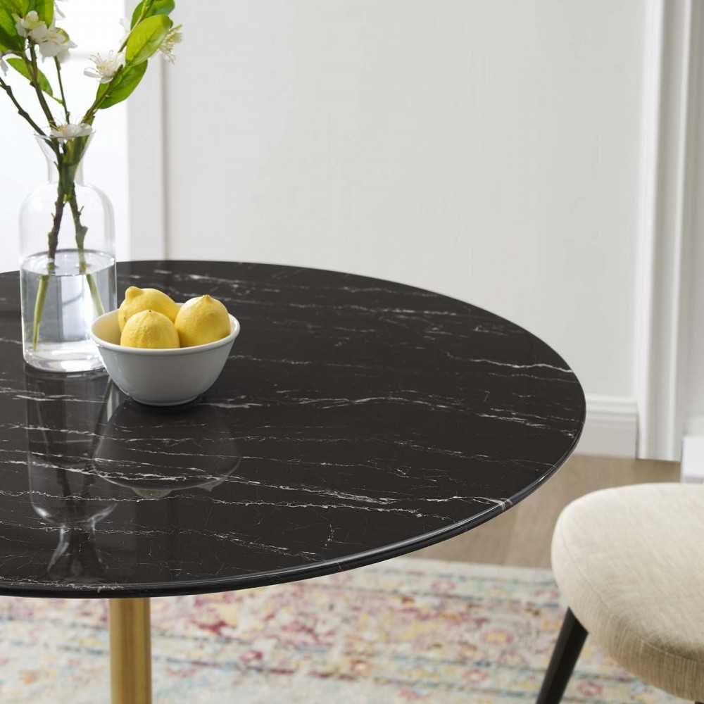 Lippa 36" Artificial Marble Dining Table, Gold Black