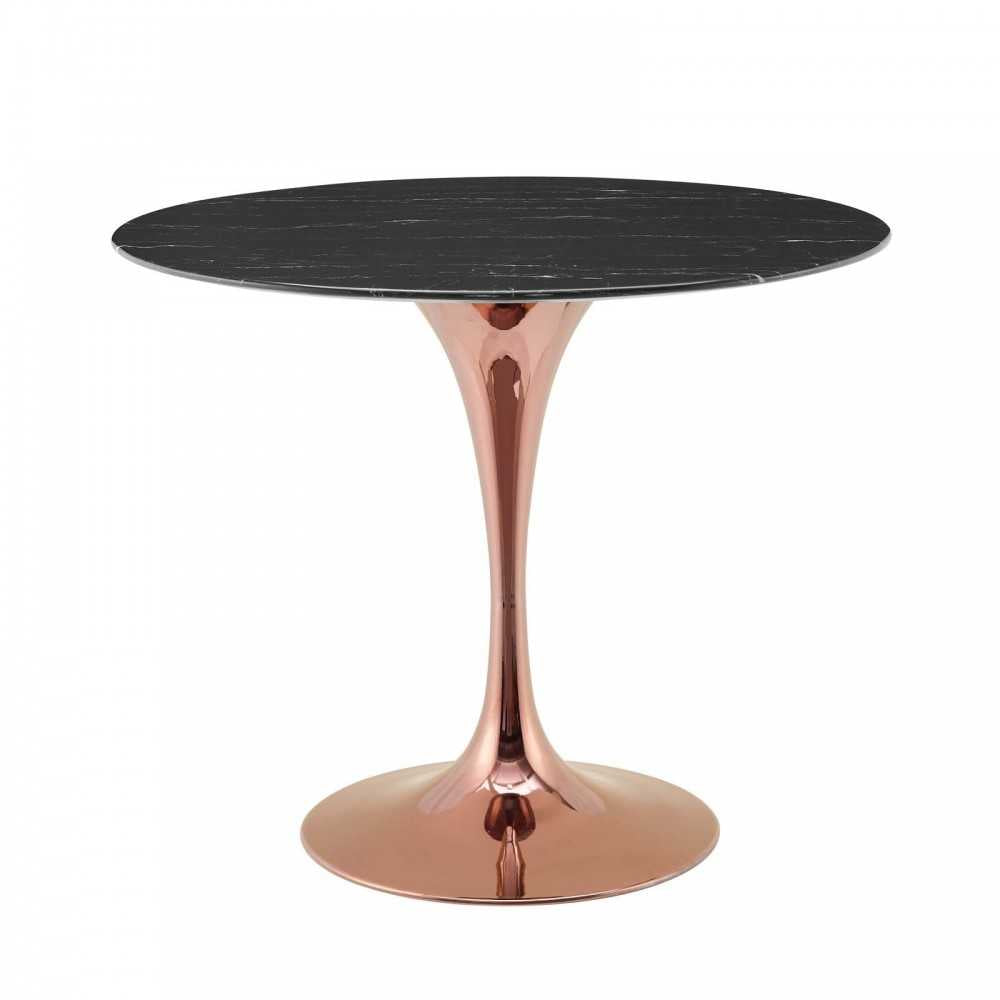 Lippa 36" Artificial Marble Dining Table, Rose Black