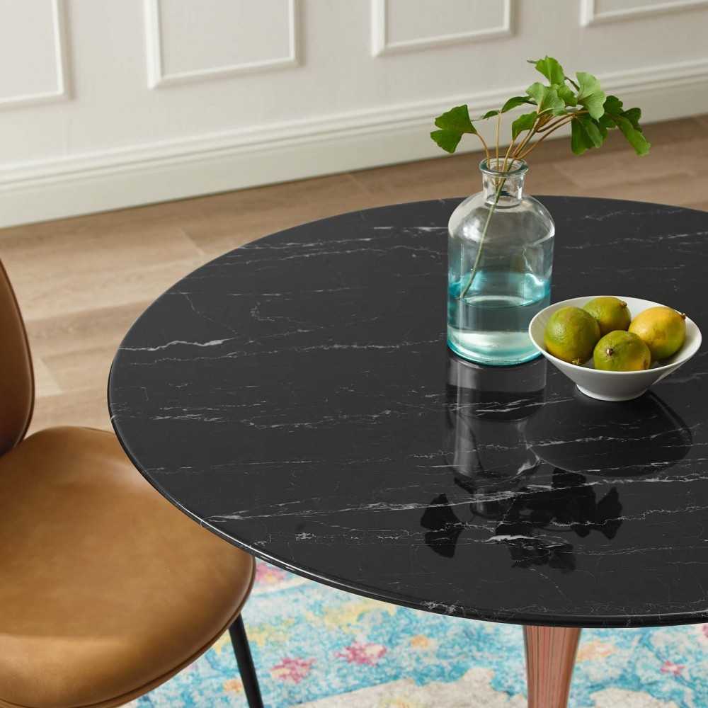 Lippa 36" Artificial Marble Dining Table, Rose Black