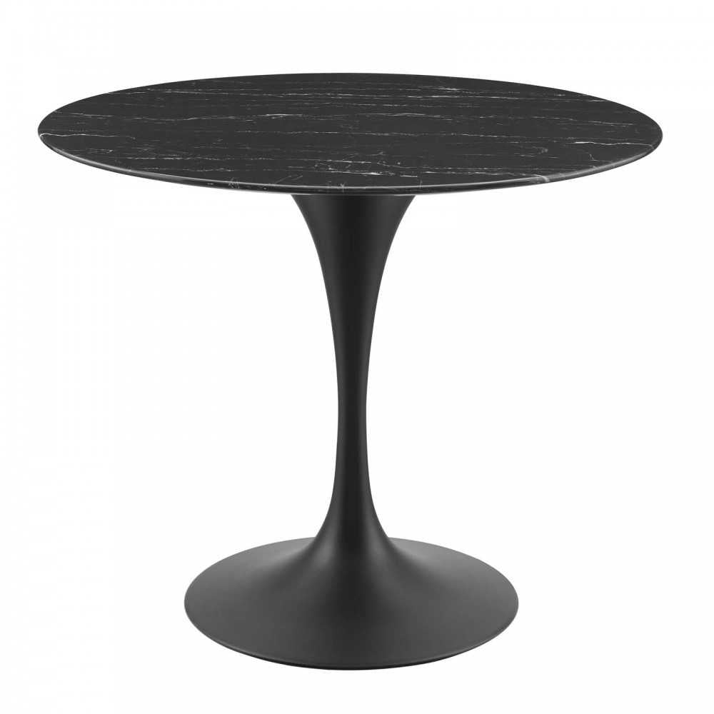 Lippa 36" Artificial Marble Dining Table, Black Black