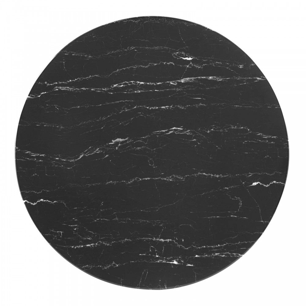 Lippa 36" Artificial Marble Dining Table, Black Black