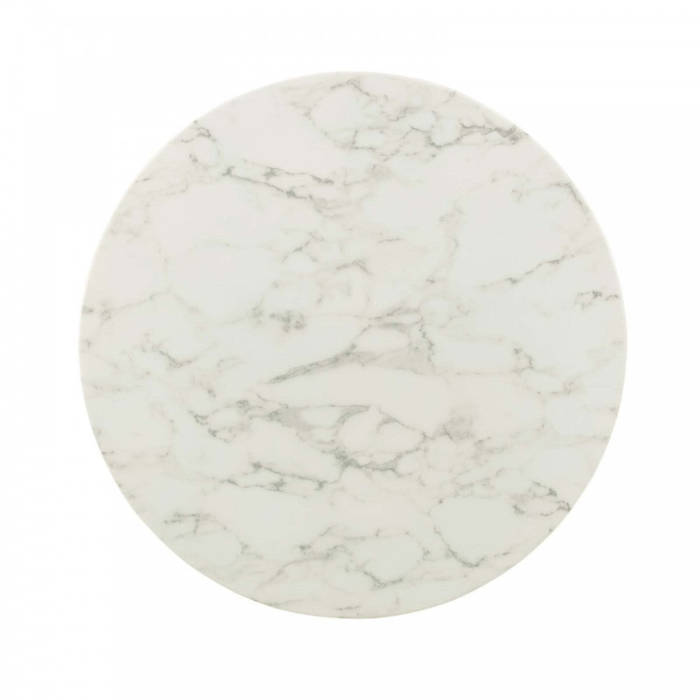 Lippa 36" Round Artificial Marble Dining Table, Rose White