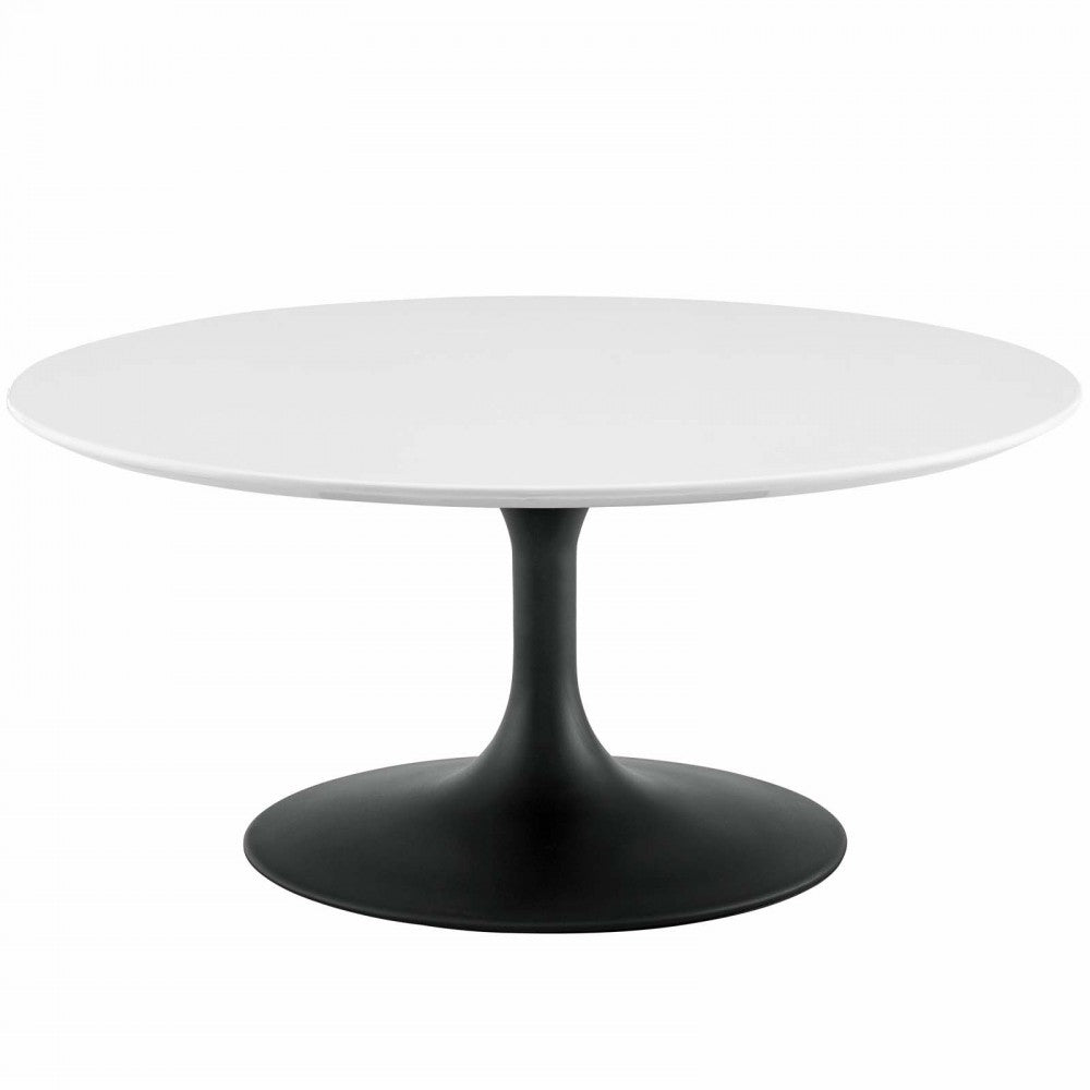 Lippa 36" Round Wood Coffee Table, Black White