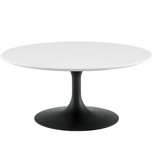 Lippa 36" Round Wood Coffee Table, Black White