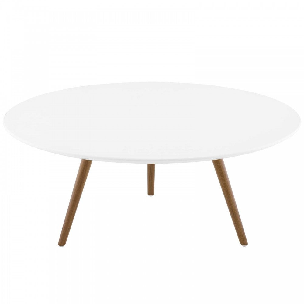 Lippa 36" Round Wood Top Coffee Table with Tripod Base, Walnut White