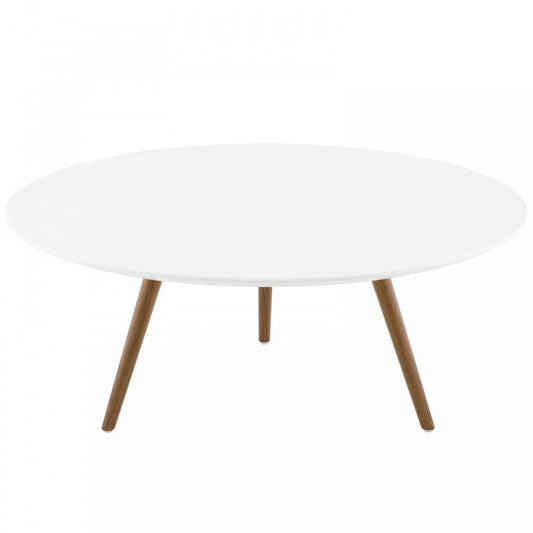 Lippa 36" Round Wood Top Coffee Table with Tripod Base, Walnut White