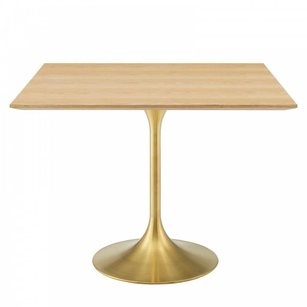 Lippa 36" Square Wood Dining Table, Gold Natural