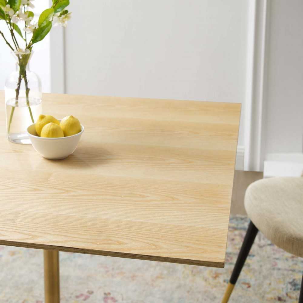 Lippa 36" Square Wood Dining Table, Gold Natural