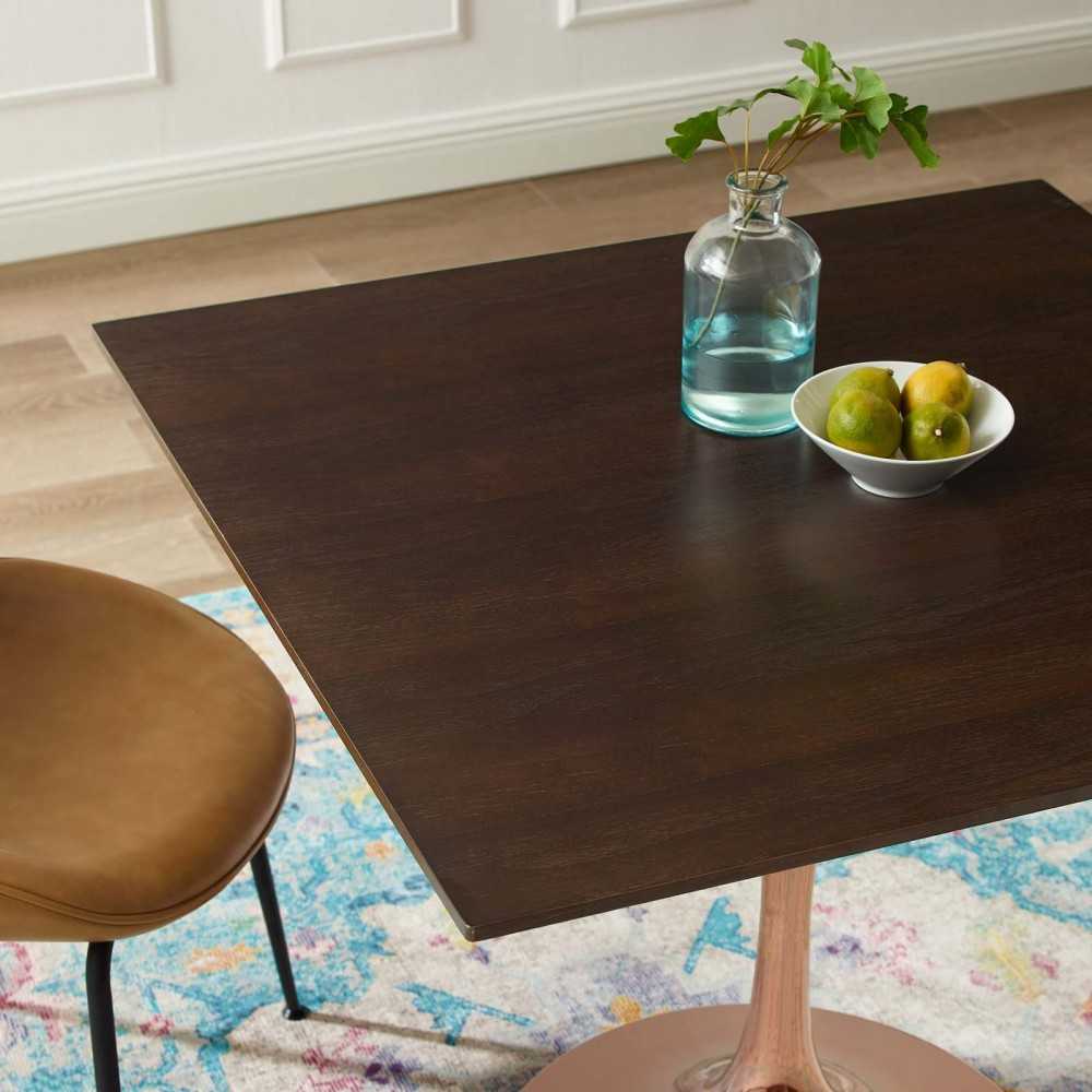 Lippa 36" Square Wood Dining Table, Rose Cherry Walnut