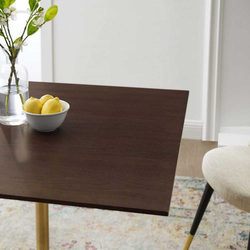 Lippa 36" Square Wood Dining Table, Gold Cherry Walnut