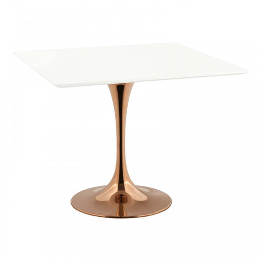 Lippa 36" Square Wood Top Dining Table, Rose White