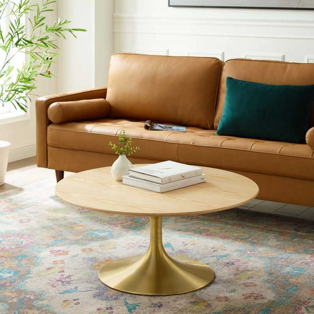 Lippa 36" Wood Coffee Table, Gold Natural