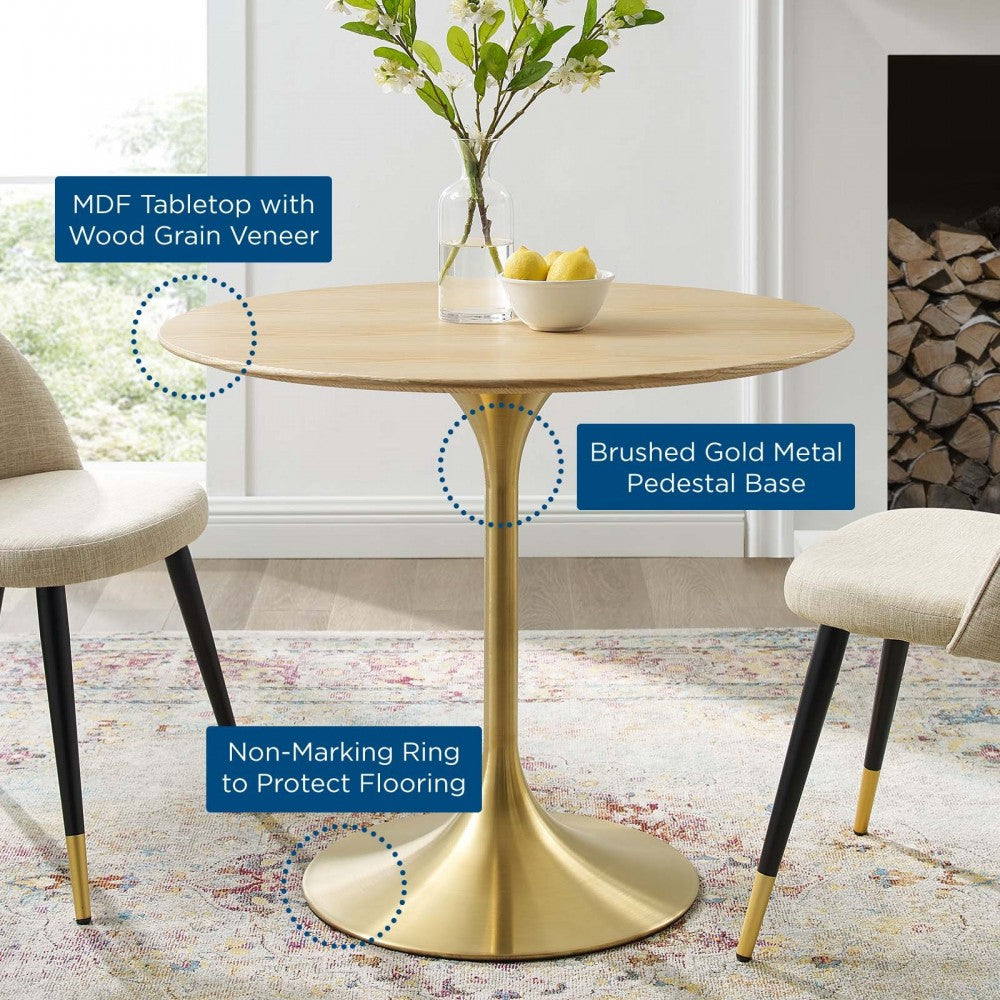 Lippa 36" Wood Dining Table, Gold Natural