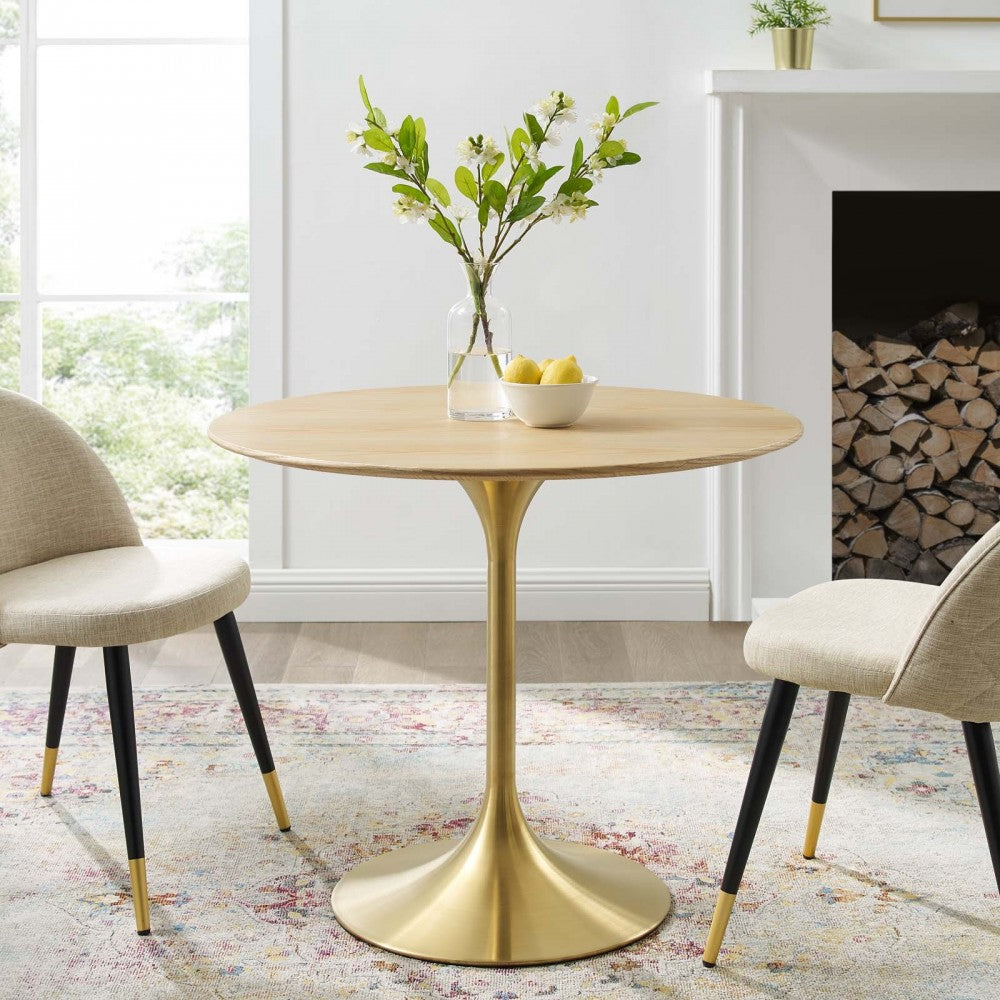 Lippa 36" Wood Dining Table, Gold Natural