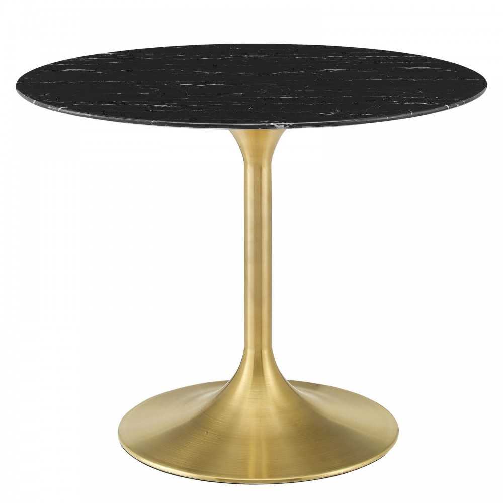 Lippa 40" Artificial Marble Dining Table, Gold Black