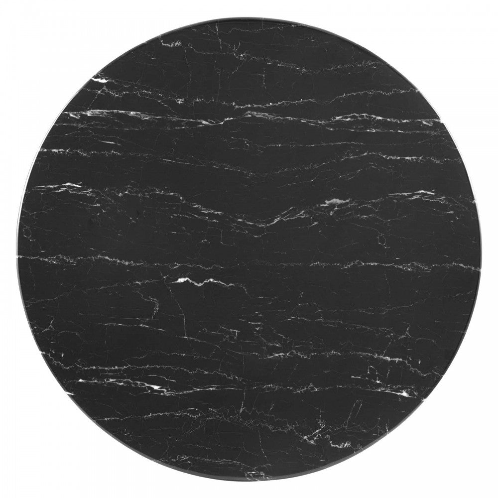 Lippa 40" Artificial Marble Dining Table, Gold Black