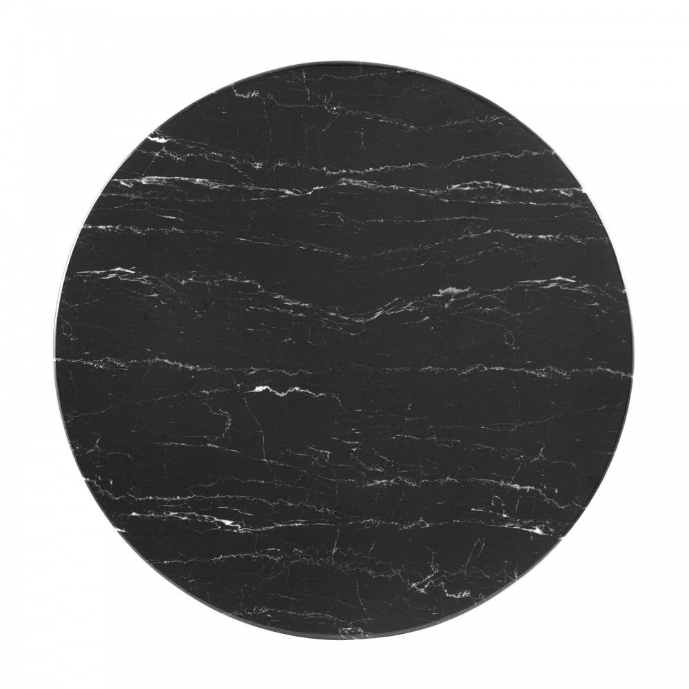 Lippa 40" Artificial Marble Dining Table, Rose Black