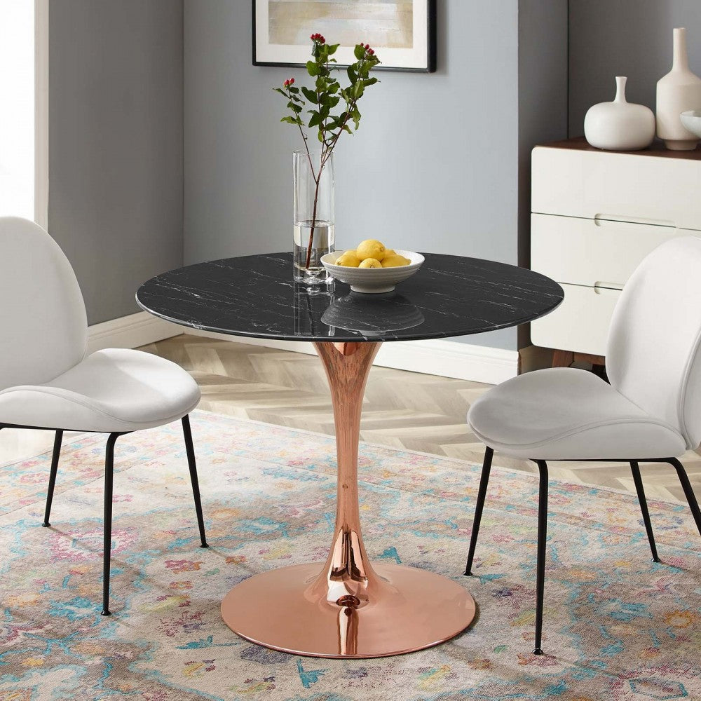 Lippa 40" Artificial Marble Dining Table, Rose Black