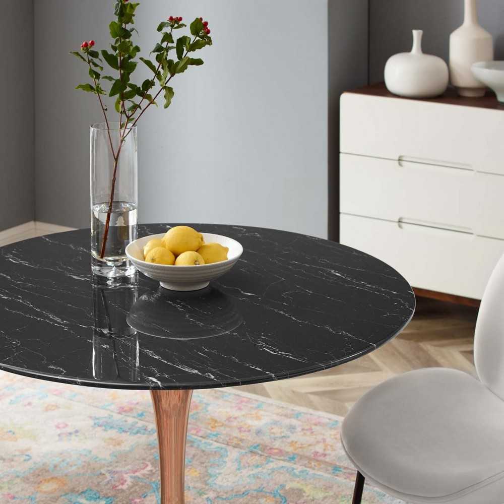 Lippa 40" Artificial Marble Dining Table, Rose Black