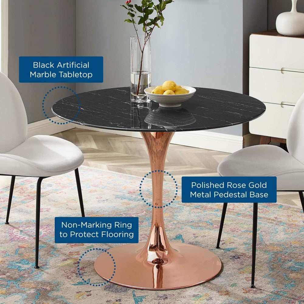 Lippa 40" Artificial Marble Dining Table, Rose Black