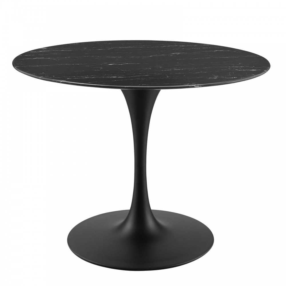 Lippa 40" Artificial Marble Dining Table, Black Black