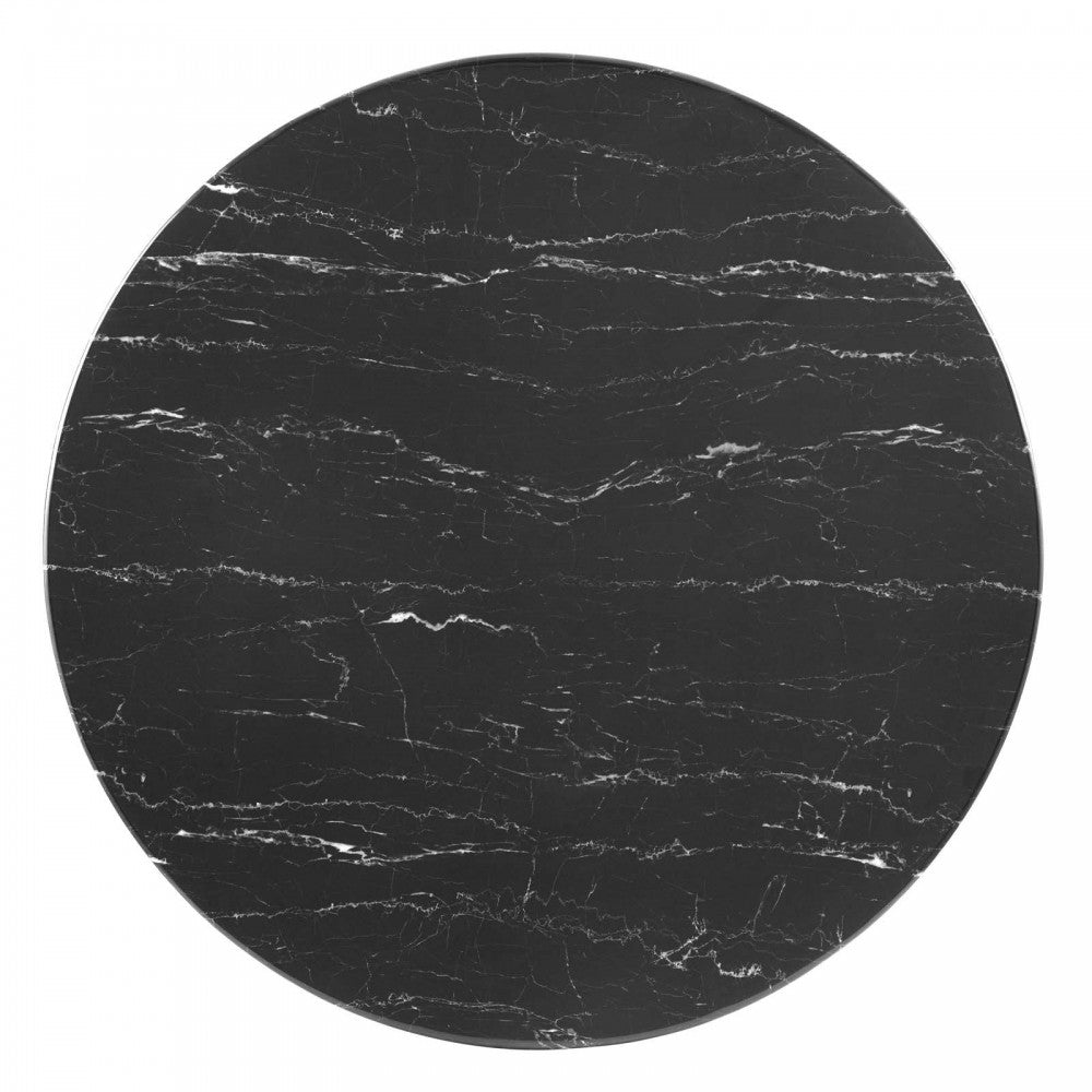 Lippa 40" Artificial Marble Dining Table, Black Black