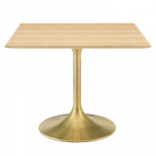 Lippa 40" Square Wood Dining Table, Gold Natural