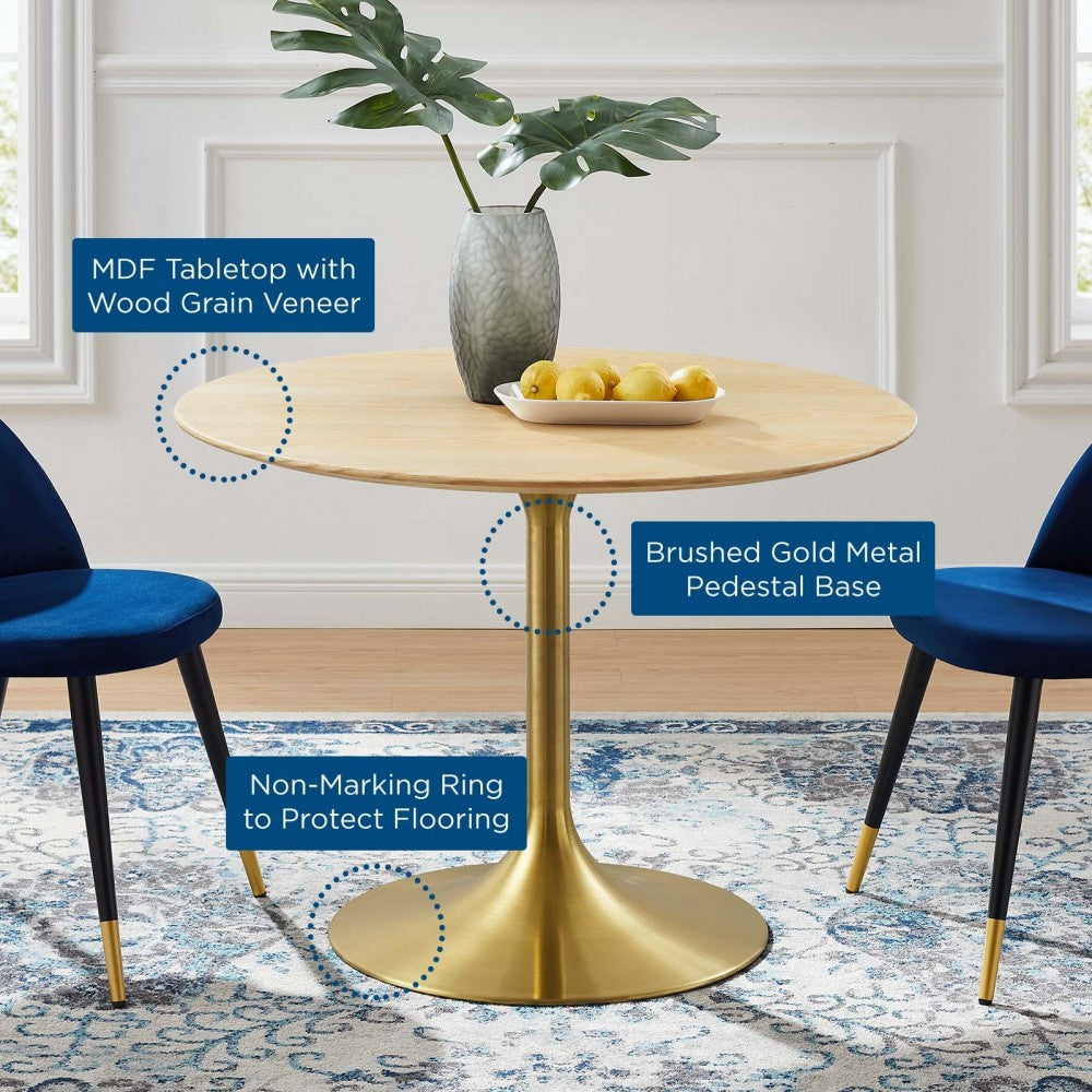 Lippa 40" Wood Dining Table, Gold Natural