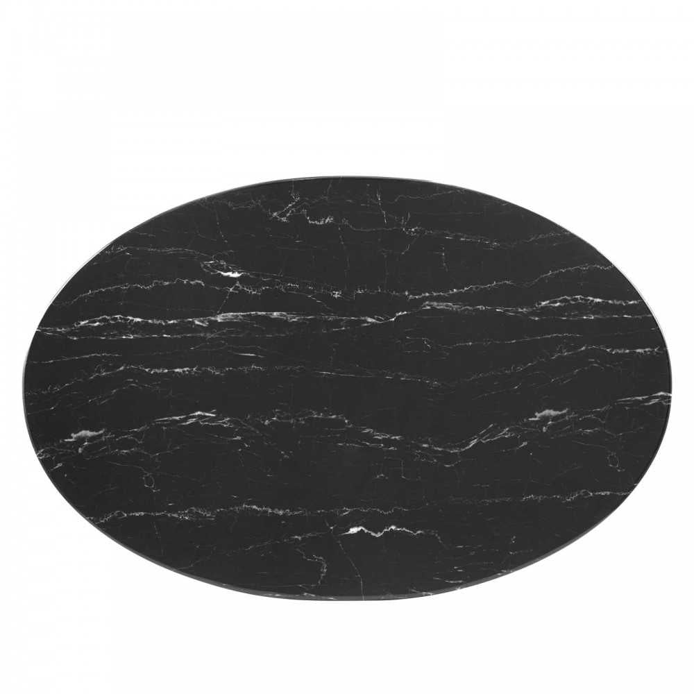 Lippa 42" Oval Artificial Marble Coffee Table, Gold Black